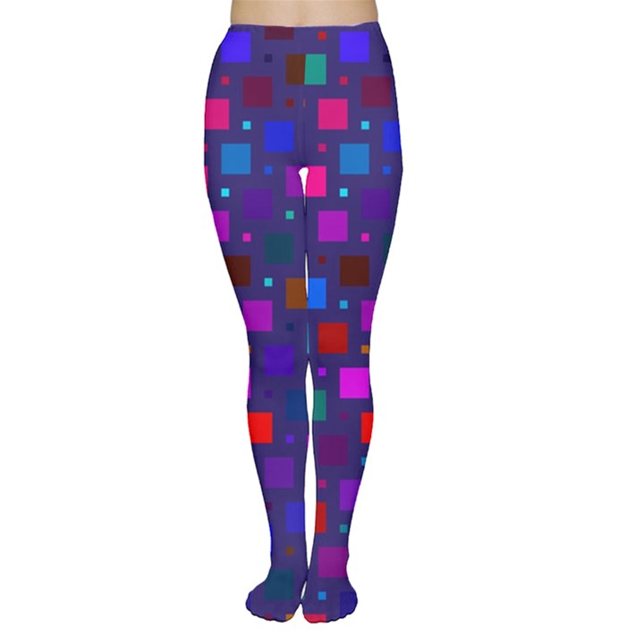 Squares Square Background Abstract Women s Tights