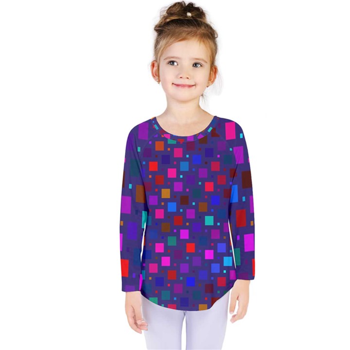 Squares Square Background Abstract Kids  Long Sleeve Tee