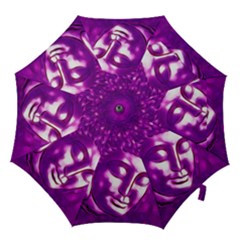 Purple Buddha Art Portrait Hook Handle Umbrellas (large) by yoursparklingshop