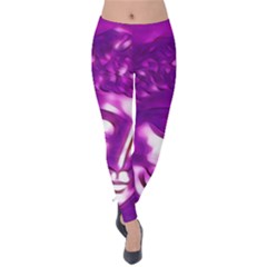 Purple Buddha Art Portrait Velvet Leggings by yoursparklingshop