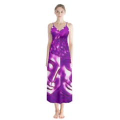 Purple Buddha Art Portrait Button Up Chiffon Maxi Dress by yoursparklingshop