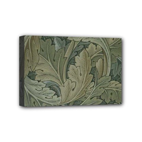 Vintage Background Green Leaves Mini Canvas 6  X 4  by Nexatart