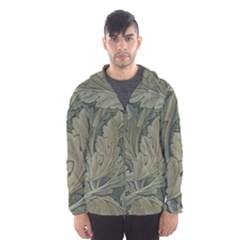 Vintage Background Green Leaves Hooded Wind Breaker (men) by Nexatart