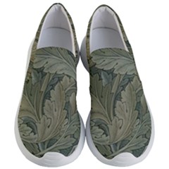 Vintage Background Green Leaves Women s Lightweight Slip Ons