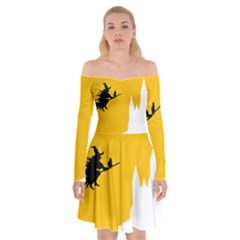 Castle Cat Evil Female Fictiona Off Shoulder Skater Dress by Nexatart