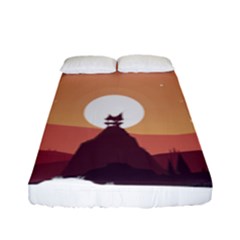 Design Art Hill Hut Landscape Fitted Sheet (Full/ Double Size)