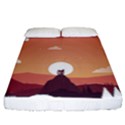 Design Art Hill Hut Landscape Fitted Sheet (California King Size) View1