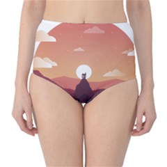 Design Art Hill Hut Landscape High-Waist Bikini Bottoms