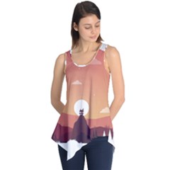 Design Art Hill Hut Landscape Sleeveless Tunic