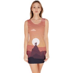 Design Art Hill Hut Landscape Bodycon Dress