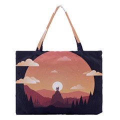 Design Art Hill Hut Landscape Medium Tote Bag by Nexatart