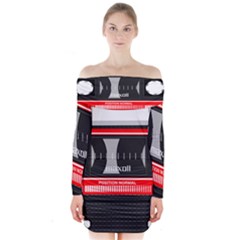 Compact Cassette Musicassette Mc Long Sleeve Off Shoulder Dress by Nexatart