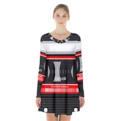 Compact Cassette Musicassette Mc Long Sleeve Velvet V-neck Dress