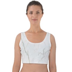 White Marble Tiles Rock Stone Statues Velvet Crop Top