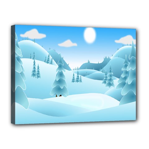 Landscape Winter Ice Cold Xmas Canvas 16  X 12  by Nexatart