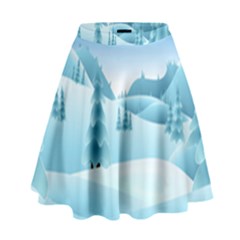 Landscape Winter Ice Cold Xmas High Waist Skirt