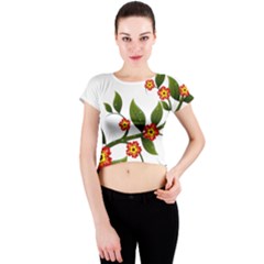 Flower Branch Nature Leaves Plant Crew Neck Crop Top