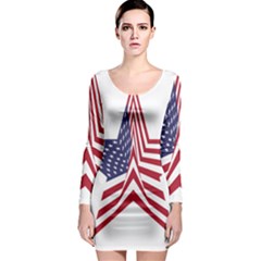 A Star With An American Flag Pattern Long Sleeve Bodycon Dress by Nexatart