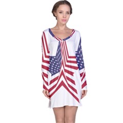 A Star With An American Flag Pattern Long Sleeve Nightdress by Nexatart