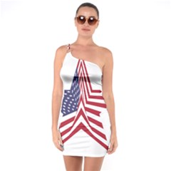 A Star With An American Flag Pattern One Soulder Bodycon Dress by Nexatart
