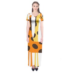 Giraffe Africa Safari Wildlife Short Sleeve Maxi Dress