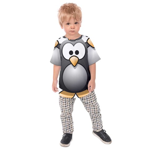 Penguin Birds Aquatic Flightless Kids Raglan Tee by Nexatart