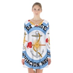 Argentine Naval Aviation Patch Long Sleeve Velvet V-neck Dress by abbeyz71