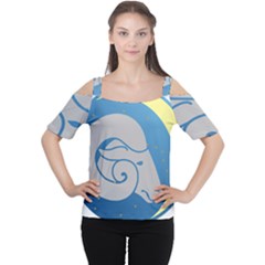 Ram Zodiac Sign Zodiac Moon Star Cutout Shoulder Tee