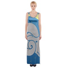 Ram Zodiac Sign Zodiac Moon Star Maxi Thigh Split Dress