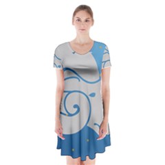 Ram Zodiac Sign Zodiac Moon Star Short Sleeve V-neck Flare Dress