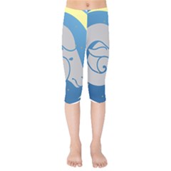 Ram Zodiac Sign Zodiac Moon Star Kids  Capri Leggings 