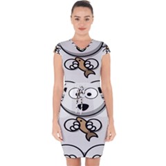 Bear Polar Bear Arctic Fish Mammal Capsleeve Drawstring Dress 