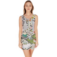 Simple Map Of The City Bodycon Dress