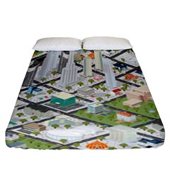 Simple Map Of The City Fitted Sheet (california King Size) by Nexatart