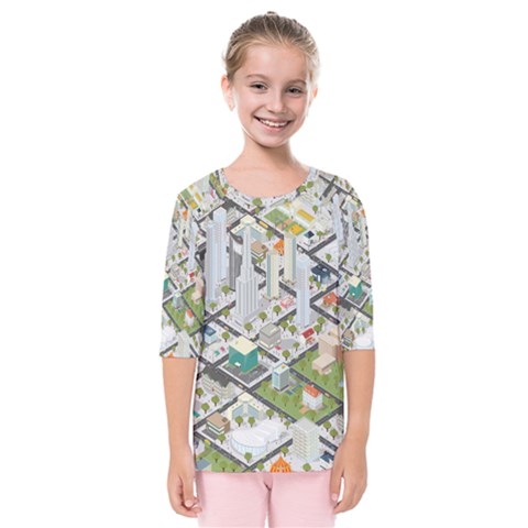 Simple Map Of The City Kids  Quarter Sleeve Raglan Tee by Nexatart