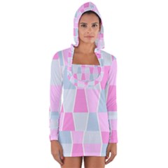 Geometric Pattern Design Pastels Long Sleeve Hooded T-shirt by Nexatart