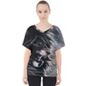 Angry Lion Digital Art Hd V-Neck Dolman Drape Top View1