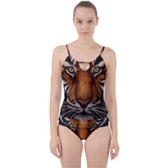 The Tiger Face Cut Out Top Tankini Set