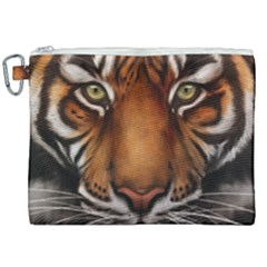 The Tiger Face Canvas Cosmetic Bag (xxl) by Nexatart