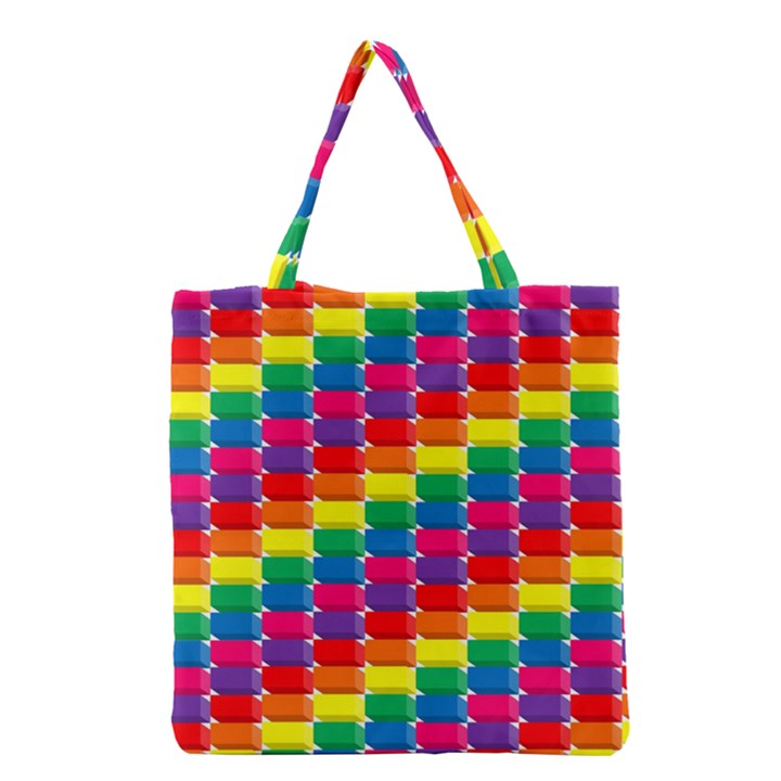 Rainbow 3d Cubes Red Orange Grocery Tote Bag