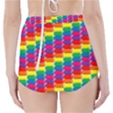 Rainbow 3d Cubes Red Orange High-Waisted Bikini Bottoms View2