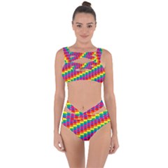 Rainbow 3d Cubes Red Orange Bandaged Up Bikini Set  by Nexatart