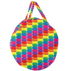 Rainbow 3d Cubes Red Orange Giant Round Zipper Tote by Nexatart