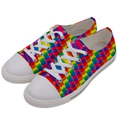 Rainbow 3d Cubes Red Orange Women s Low Top Canvas Sneakers by Nexatart
