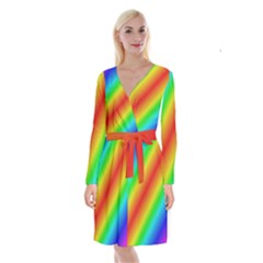 Background Diagonal Refraction Long Sleeve Velvet Front Wrap Dress