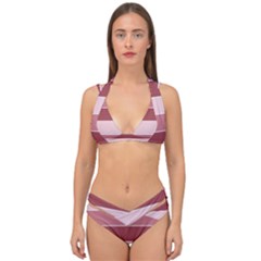 Striped Shapes Wide Stripes Horizontal Geometric Double Strap Halter Bikini Set