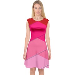 Geometric Shapes Magenta Pink Rose Capsleeve Midi Dress by Nexatart