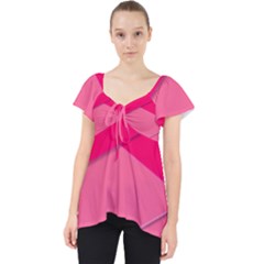 Geometric Shapes Magenta Pink Rose Lace Front Dolly Top by Nexatart