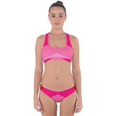 Geometric Shapes Magenta Pink Rose Cross Back Hipster Bikini Set