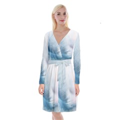 Feather Ease Slightly Blue Airy Long Sleeve Velvet Front Wrap Dress by Nexatart